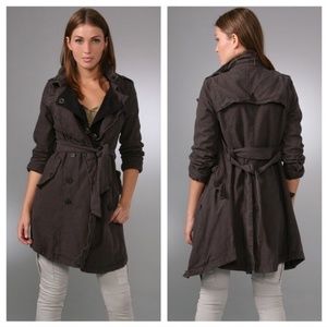 Free People Coat Jacket Rugged Trench Gray Plaid
